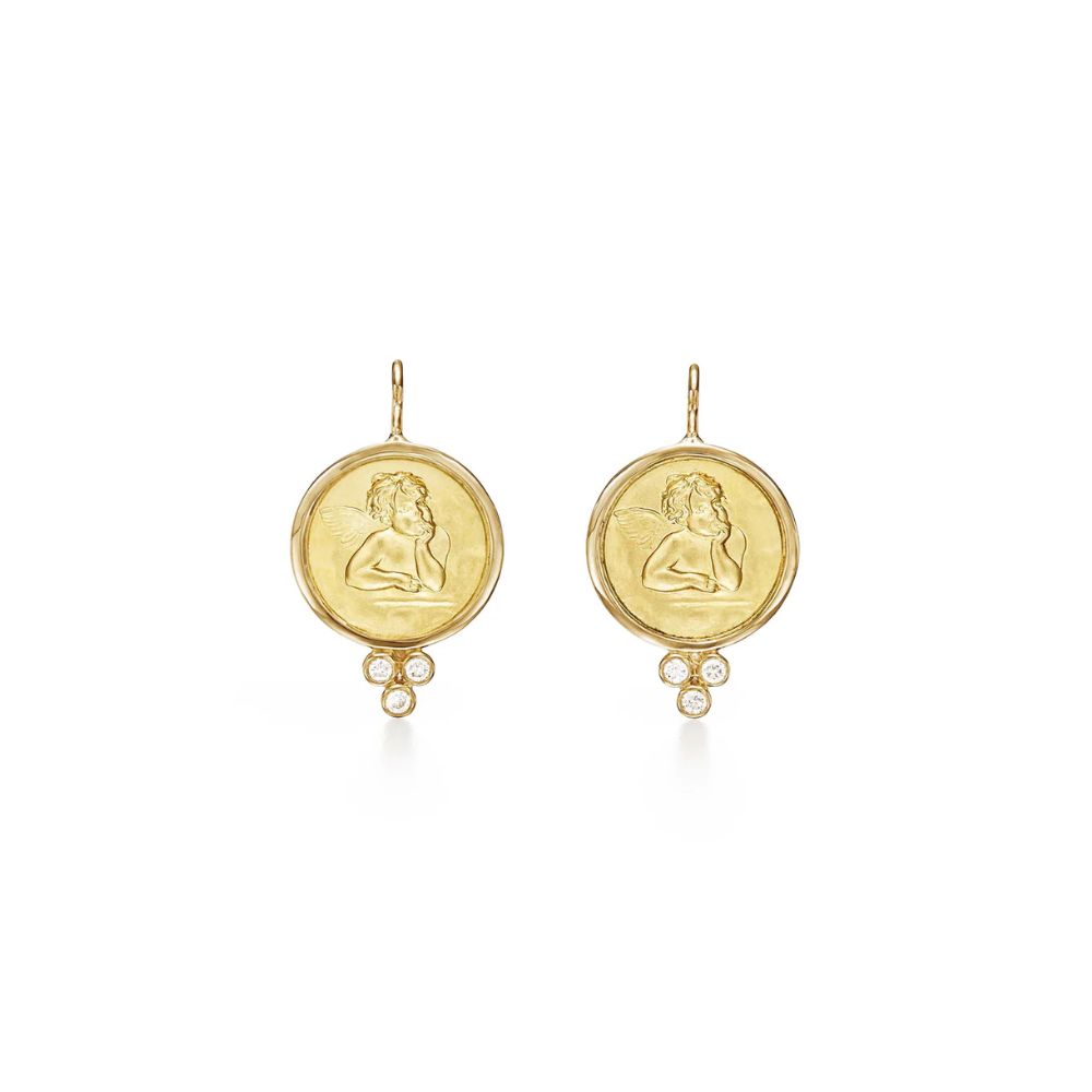 Temple St. Clair 18k Yellow Gold Angel Earrings